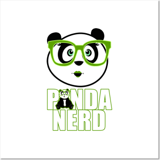 Panda Nerd Girl - Green Posters and Art